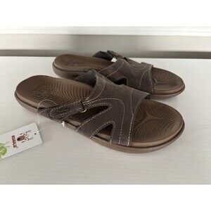 KUAILU Womens Orthotic Slides Sandals, Lightweight, Arch Support-Brown Size 12